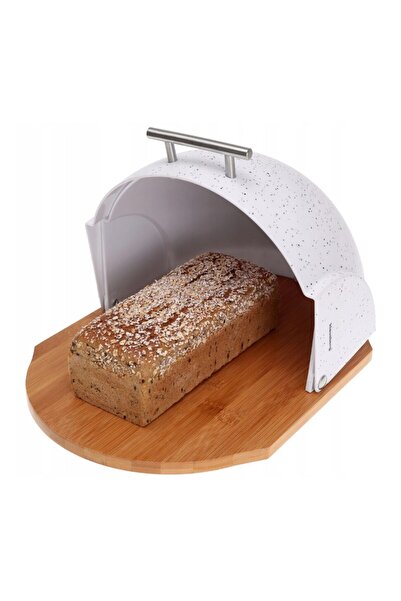 Klausberg Bread box, made of acrylic-bamboo, marbled white, round,