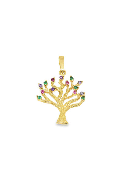 Bijuteria SORELLY Pandantiv din aur de 9k, arborele vieții, multicolor
