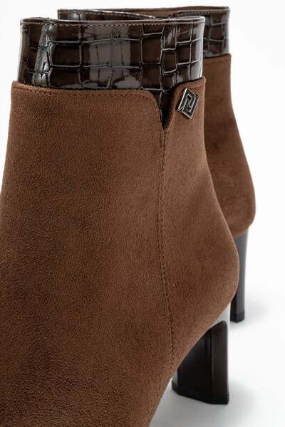 Lizy Shoes Süet Minimal Tokalı Topuklu Kadın Bot