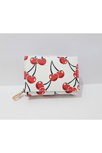 renkli çiçekler Children's Wallet 11X8X4 cm Cherry Pattern Children's Wallet |