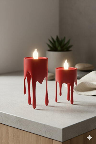 eleganzo Modern Damla Tasarım Beyaz Mumluk Seti Heykelsi Minimalist Dekoratif...