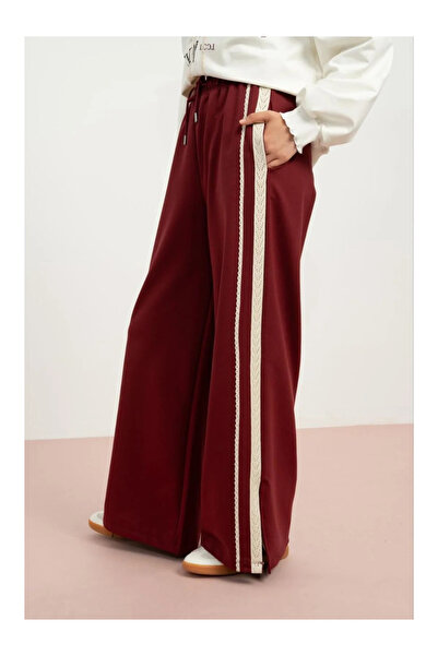 MY LORİN KİDS STORE KIZ ÇOCUK 7881 2 İPLİK YIRTMAÇ PANTOLON BORDO