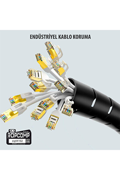Ropcomp Spiral Kablo Kanalı Kablo Düzenleyici Toplayıcı Tutucu 1.5M – 28mm (Siyah)