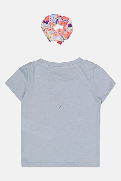 Levi's Toddlers Girl 2 Pcs Short Sleeves Graphic Print Tops With Headband, Light Blue