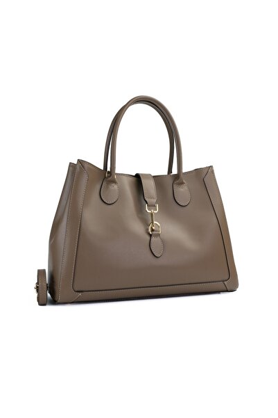 Posete Fagaras Eugina Leather Purse - Dark Cream, 3 Compartments, 2 Pockets, Adjustable Strap 125 cm