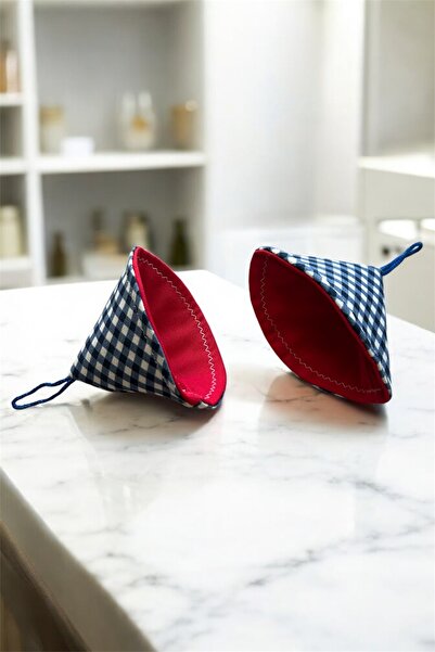 Aysha co Duck Keten Kumaş Tencere Tutacağı | 2’li – Pötikare Desen – 8,5×8,5cm