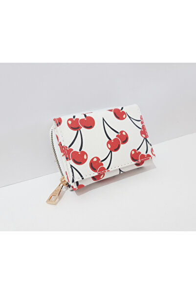renkli çiçekler Children's Wallet 11X8X4 cm Cherry Pattern Children's Wallet |