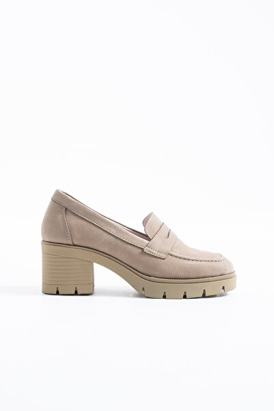 Siena Shoes Γυναικεία παπούτσια με τακούνι από γνήσιο δέρμα Alora, μπεζ νουμπούκ