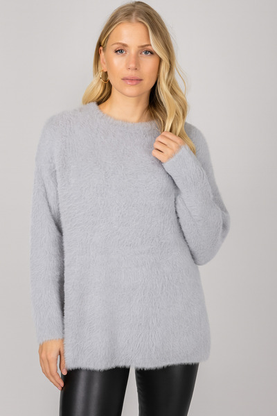 Minora MinoraLady Pulover pentru femei, gri guler rotund cu supradimensionat ...