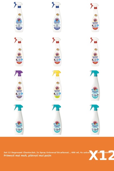 Chanteclair Set 12 Degresant Chanteclair, 2x Spray Universal bicarbonat, , 600 ml, 4x universal Marsilia , 600 m