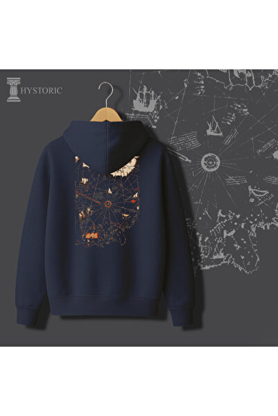 Hystoric Wear Piri Reis Haritası Sırt Baskılı Kapüşonlu Sweatshirt