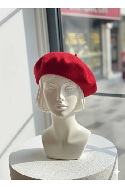 Zeynep Keskin Design Red French Felt Painter Beret Hat