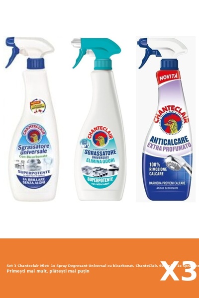 Chanteclair Set 3 Mixt: 1x Spray Degresant Universal cu bicarbonat, ChanteCla...