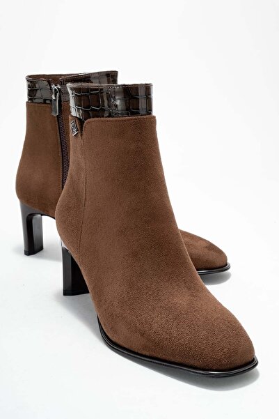 Lizy Shoes Süet Minimal Tokalı Topuklu Kadın Bot
