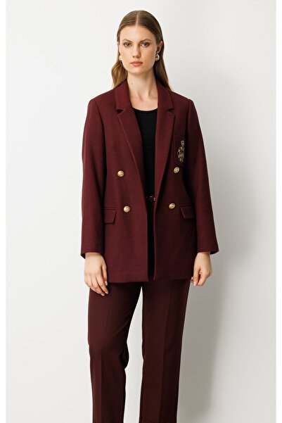 Ekol Women's Pocket Embroidered Plus Size Jacket 5571-26K