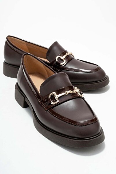 Lizy Shoes Loafer maro casual pentru femei, cu detaliu cataramă