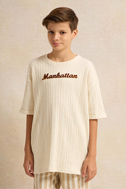 REDTAG Senior Boys White Printed T-shirt
