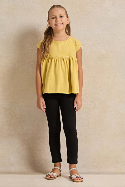 REDTAG Girls Yellow Peplum T-Shirt
