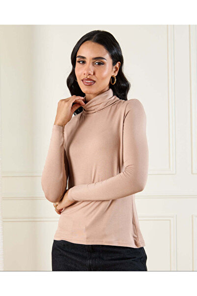 REDTAG Women Beige Turtle Neck Top