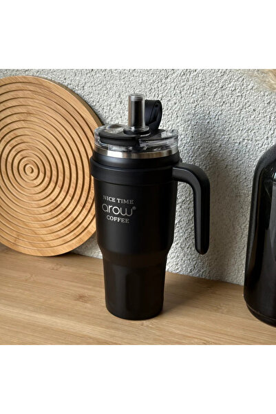 AROW Thermos Mug with Handle and Straw 1000ml