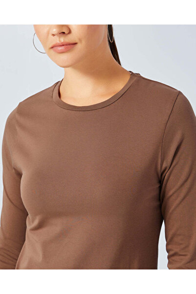 REDTAG Women Brown Solid Long Sleeve T-Shirt
