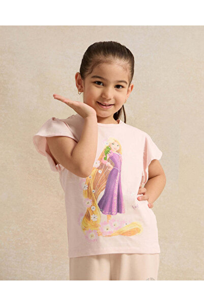 REDTAG تي شيرت وردي مطبوع رابونزل للبنات