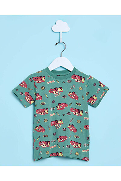 REDTAG Infant Boys Green Cars T-Shirt