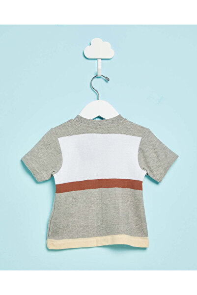 REDTAG Infant Boys Grey Jacquard T-Shirt