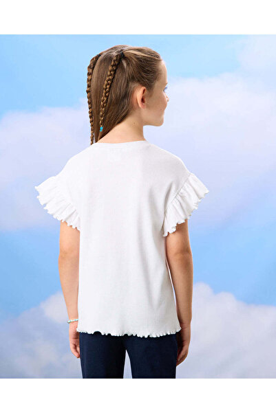 REDTAG Girls White Embellished T-Shirt