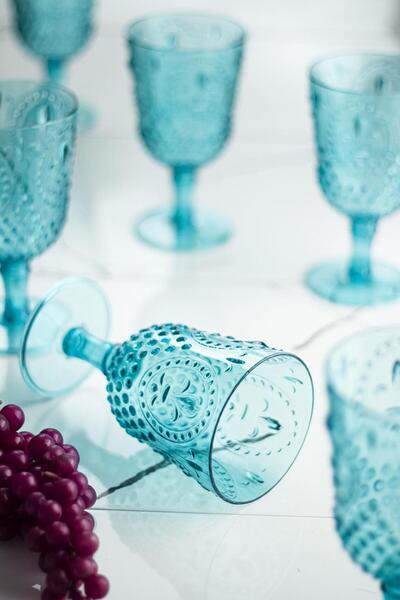 Mustran Acrylic Aquamarine 6-Piece Glass & Water Soft Drink Coffee Side Cup 450 ml (Not Glass)