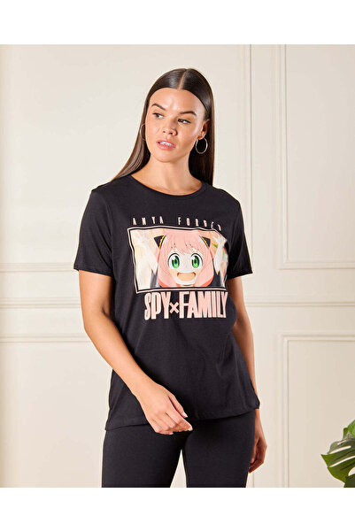 REDTAG تي شيرت نسائي أسود مطبوع Spyxfam