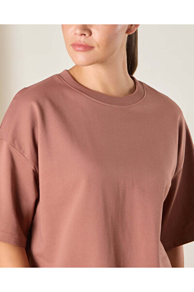 REDTAG Women Brown Solid Active T-Shirt