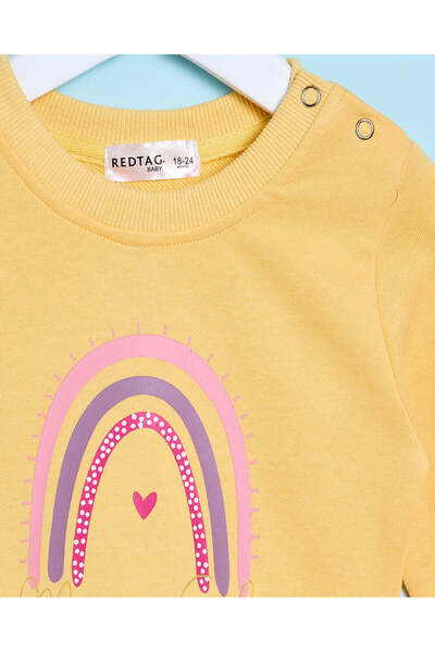 REDTAG Infant Girls Yellow Printed Casual T-Shirt