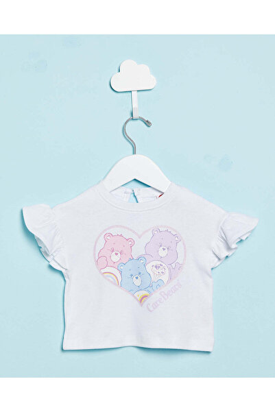 REDTAG Infant Girls White Care Bare T-Shirt