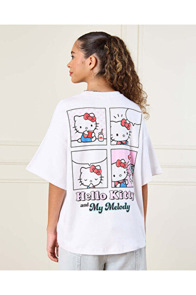 REDTAG تي شيرت أبيض مطبوع مقاس كبير للفتيات الكبيرات