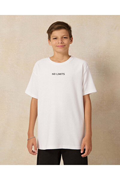REDTAG Senior Boys White Printed T-Shirt