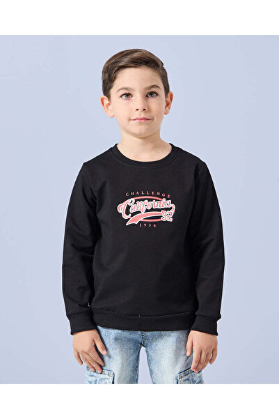 REDTAG Boys Black Printed T-Shirt