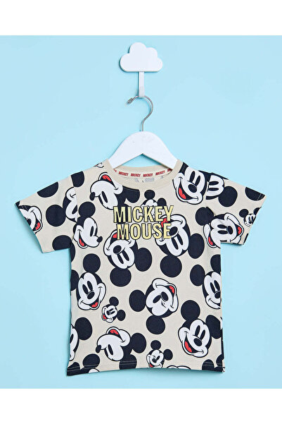 REDTAG Infant Boys Beige Mickey Mouse T-Shirt