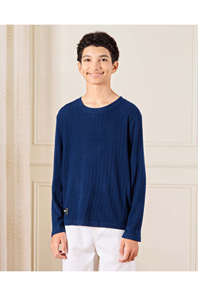 REDTAG Senior Boys Navy Striped T-Shirt