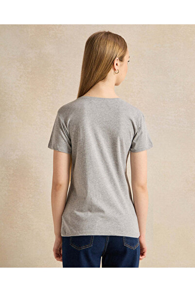 REDTAG Senior Girls Grey Printed T-Shirt