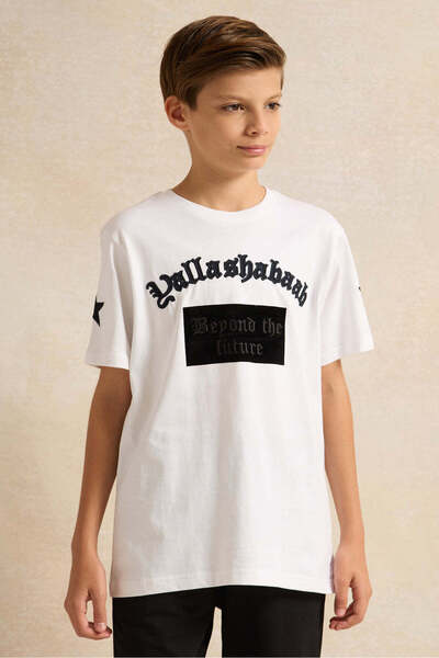 REDTAG Senior Boys White Printed T-Shirt