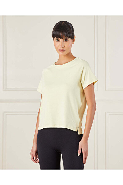 REDTAG Women Yellow Plain Active T-Shirt