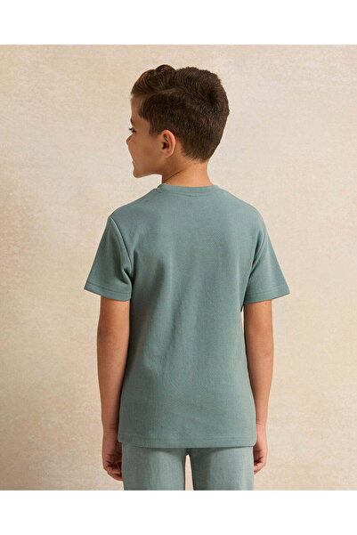 REDTAG Boys Teal Plain T-Shirt