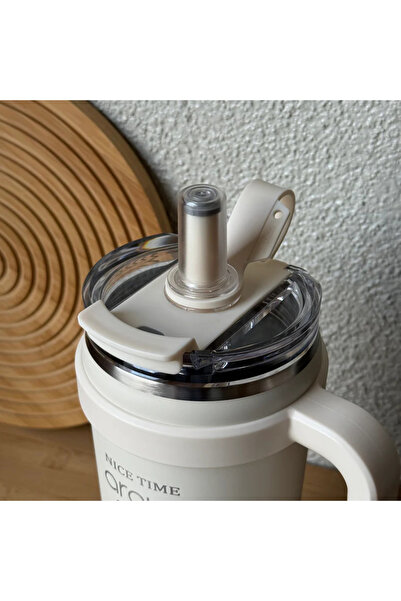 AROW Thermos Mug with Handle and Straw 1000ml