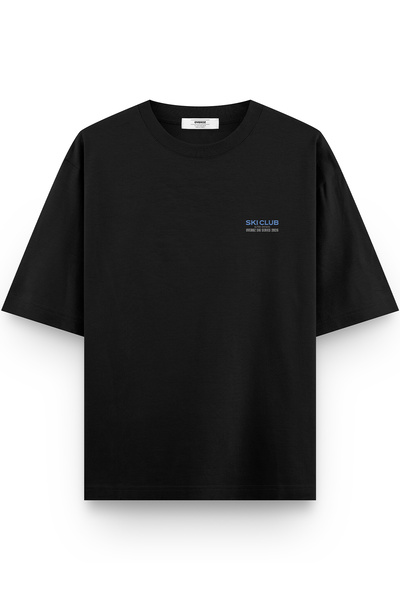 Overoz Μπλουζάκι Ski Club Ski Snowboard με τύπωμα Semi oversized Μαύρο μπλουζάκι 1409