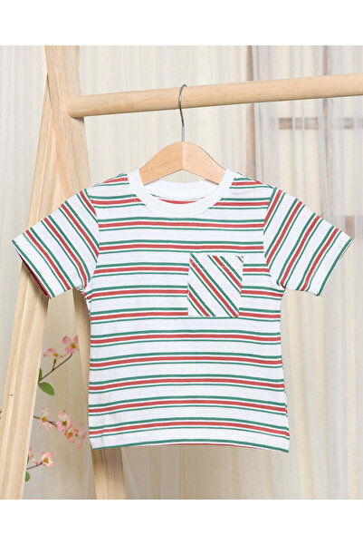 REDTAG Infant Girls Brown Striped T-Shirt