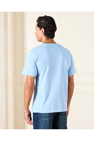 REDTAG Men Blue Basic Graphic T-Shirt