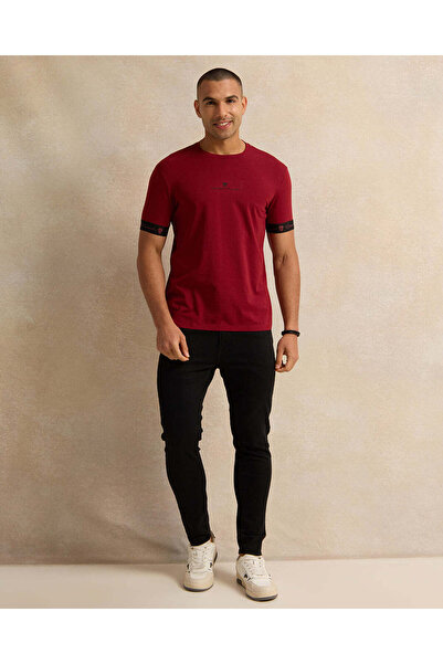 REDTAG Men Burgundy Printed T-Shirt