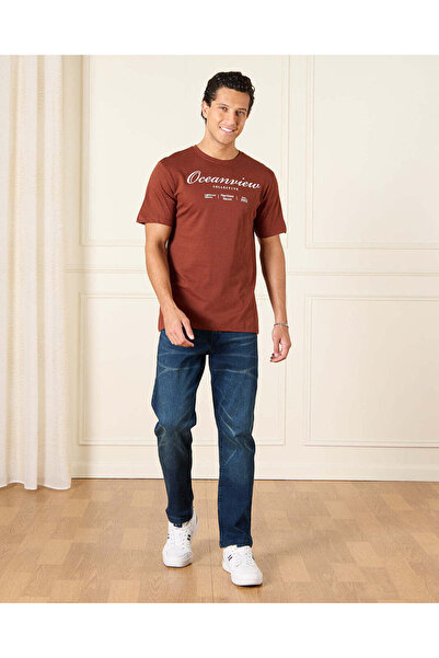 REDTAG Men Brown Basic Graphic T-Shirt
