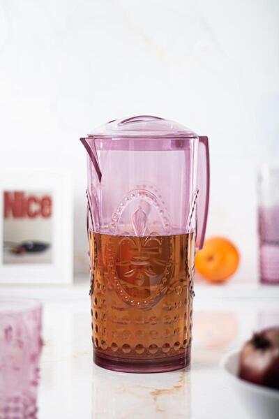 Mustran إبريق سحري أكريليك سعة 2.3 لتر بلون البرقوق (ليس زجاجيًا)!! )